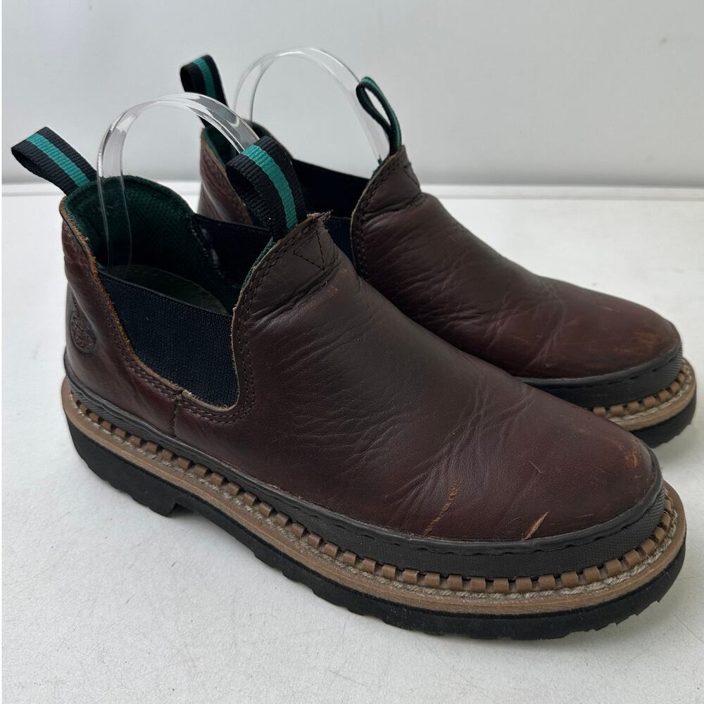 Georgia Boot Georgia Giant Romeo Leather Brown Slip-On Work Shoes Women's Sz 7.5
